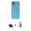 MARSİLYAN™- Galaxy A22 Kılıf Ahenk Serisi - Siyah 6D Mat Seramik Hayalet Nano Ekran Koruyucu + Kamera Lens Koruma Cam - SF