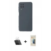 MARSİLYAN™- Galaxy A22 Kılıf Ahenk Serisi - Siyah 6D Mat Seramik Hayalet Nano Ekran Koruyucu + Kamera Lens Koruma Cam - SF