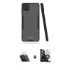 MARSİLYAN™- Galaxy A22 Kılıf Atlas Asil Serisi - Şeffaf Temperli Cam Ekran Koruyucu + Kamera Lens Koruma Cam - SF