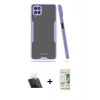 MARSİLYAN™- Galaxy A22 Kılıf Atlas Asil Serisi - Siyah 20D Premium Cam Ekran Koruyucu + Kamera Lens Koruma Cam - SF