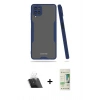 MARSİLYAN™- Galaxy A22 Kılıf Atlas Asil Serisi - Siyah 20D Premium Cam Ekran Koruyucu + Kamera Lens Koruma Cam - SF