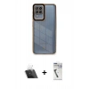 MARSİLYAN™- Galaxy A22 Kılıf Çekirdek Klasik Serisi - Şeffaf Uv Polymer Nano Ekran Koruyucu + Kamera Lens Koruma Cam - SF
