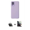MARSİLYAN™- Galaxy A22 Kılıf Çekirdek Modern Serisi - Şeffaf Temperli Cam Ekran Koruyucu + Kamera Lens Koruma Cam - SF