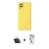MARSİLYAN™- Galaxy A22 Kılıf Çekirdek Modern Serisi - Şeffaf Uv Polymer Nano Ekran Koruyucu + Kamera Lens Koruma Cam - SF