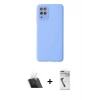 MARSİLYAN™- Galaxy A22 Kılıf Çekirdek Modern Serisi - Şeffaf Uv Polymer Nano Ekran Koruyucu + Kamera Lens Koruma Cam - SF