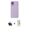 MARSİLYAN™- Galaxy A22 Kılıf Çekirdek Modern Serisi - Siyah Mat Seramik Nano Ekran Koruyucu + Kamera Lens Koruma Cam - SF