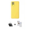 MARSİLYAN™- Galaxy A22 Kılıf Çekirdek Modern Serisi - Siyah Seramik Nano Ekran Koruyucu + Şeffaf Kamera Lens Koruma Cam