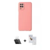 MARSİLYAN™- Galaxy A22 Kılıf Çekirdek Modern Serisi - Siyah Seramik Nano Ekran Koruyucu + Şeffaf Kamera Lens Koruma Cam