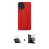 MARSİLYAN™- Galaxy A22 Kılıf Çekirdek Yansıma - Şeffaf Temperli Cam Ekran Koruyucu + Kamera Lens Koruma Cam - SF