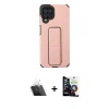 MARSİLYAN™- Galaxy A22 Kılıf Çekirdek Yansıma - Şeffaf Temperli Cam Ekran Koruyucu + Kamera Lens Koruma Cam - SF