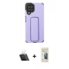 MARSİLYAN™- Galaxy A22 Kılıf Çekirdek Yansıma - Siyah 6D Mat Seramik Hayalet Nano Ekran Koruyucu + Kamera Lens Koruma Cam - SF