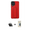 MARSİLYAN™- Galaxy A22 Kılıf Çekirdek Yansıma - Siyah 6D Mat Seramik Hayalet Nano Ekran Koruyucu + Kamera Lens Koruma Cam - SF