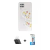 MARSİLYAN™- Galaxy A22 Kılıf Eksen Asil Prime - Siyah 5D Eko Cam Ekran Koruyucu + Şeffaf Kamera Lens Koruma Cam