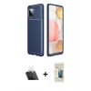 MARSİLYAN™- Galaxy A22 Kılıf Eksen Form Prime - Siyah 6D Mat Seramik Hayalet Nano Ekran Koruyucu + Kamera Lens Koruma Cam - SF