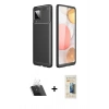 MARSİLYAN™- Galaxy A22 Kılıf Eksen Form Prime - Siyah 6D Mat Seramik Hayalet Nano Ekran Koruyucu + Kamera Lens Koruma Cam - SF