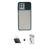 MARSİLYAN™- Galaxy A22 Kılıf Vadi Çizgi - Şeffaf Uv Polymer Nano Ekran Koruyucu + Kamera Lens Koruma Cam - SF