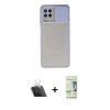 MARSİLYAN™- Galaxy A22 Kılıf Vadi Çizgi - Siyah 20D Premium Cam Ekran Koruyucu + Kamera Lens Koruma Cam - SF