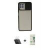 MARSİLYAN™- Galaxy A22 Kılıf Vadi Çizgi - Siyah 20D Premium Cam Ekran Koruyucu + Kamera Lens Koruma Cam - SF