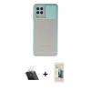 MARSİLYAN™- Galaxy A22 Kılıf Vadi Çizgi - Siyah 6D Mat Seramik Hayalet Nano Ekran Koruyucu + Kamera Lens Koruma Cam - SF