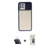 MARSİLYAN™- Galaxy A22 Kılıf Vadi Çizgi - Siyah 6D Mat Seramik Hayalet Nano Ekran Koruyucu + Kamera Lens Koruma Cam - SF
