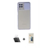MARSİLYAN™- Galaxy A22 Kılıf Vadi Çizgi - Siyah 6D Mat Seramik Hayalet Nano Ekran Koruyucu + Kamera Lens Koruma Cam - SF