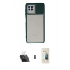 MARSİLYAN™- Galaxy A22 Kılıf Vadi Çizgi - Siyah 6D Mat Seramik Hayalet Nano Ekran Koruyucu + Kamera Lens Koruma Cam - SF