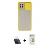 MARSİLYAN™- Galaxy A22 Kılıf Vadi Çizgi - Siyah Mat Seramik Nano Ekran Koruyucu + Kamera Lens Koruma Cam - SF