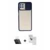 MARSİLYAN™- Galaxy A22 Kılıf Vadi Çizgi - Siyah Seramik Nano Ekran Koruyucu + Kamera Lens Koruma Cam - SF
