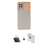 MARSİLYAN™- Galaxy A22 Kılıf Vadi Çizgi - Siyah Seramik Nano Ekran Koruyucu + Kamera Lens Koruma Cam - SF