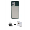 MARSİLYAN™- Galaxy A22 Kılıf Vadi Çizgi - Siyah Seramik Nano Ekran Koruyucu + Kamera Lens Koruma Cam - SF