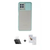 MARSİLYAN™- Galaxy A22 Kılıf Vadi Çizgi - Siyah Seramik Nano Ekran Koruyucu + Kamera Lens Koruma Cam - SF