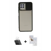 MARSİLYAN™- Galaxy A22 Kılıf Vadi Çizgi - Siyah Seramik Nano Ekran Koruyucu + Kamera Lens Koruma Cam - SF