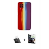 MARSİLYAN™- Galaxy A22 Kılıf Yadigar Çizgi - Şeffaf Temperli Cam Ekran Koruyucu + Kamera Lens Koruma Cam - SF