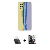 MARSİLYAN™- Galaxy A22 Kılıf Yadigar Çizgi - Şeffaf Temperli Cam Ekran Koruyucu + Kamera Lens Koruma Cam - SF