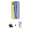 MARSİLYAN™- Galaxy A22 Kılıf Yadigar Çizgi - Şeffaf Uv Polymer Nano Ekran Koruyucu + Kamera Lens Koruma Cam - SF