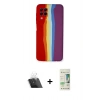 MARSİLYAN™- Galaxy A22 Kılıf Yadigar Çizgi - Siyah 20D Premium Cam Ekran Koruyucu + Şeffaf Kamera Lens Koruma Cam
