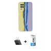 MARSİLYAN™- Galaxy A22 Kılıf Yadigar Çizgi - Siyah 5D Eko Cam Ekran Koruyucu + Kamera Lens Koruma Cam - SF
