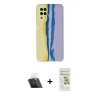 MARSİLYAN™- Galaxy A22 Kılıf Yadigar Çizgi - Siyah Mat Seramik Nano Ekran Koruyucu + Şeffaf Kamera Lens Koruma Cam
