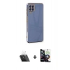 MARSİLYAN™- Galaxy A22 Kılıf Yankı Serisi - Şeffaf Temperli Cam Ekran Koruyucu + Kamera Lens Koruma Cam - SF