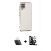 MARSİLYAN™- Galaxy A22 Kılıf Yankı Serisi - Şeffaf Temperli Cam Ekran Koruyucu + Kamera Lens Koruma Cam - SF