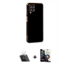 MARSİLYAN™- Galaxy A22 Kılıf Yankı Serisi - Şeffaf Temperli Cam Ekran Koruyucu + Kamera Lens Koruma Cam - SF