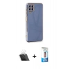 MARSİLYAN™- Galaxy A22 Kılıf Yankı Serisi - Siyah 5D Eko Cam Ekran Koruyucu + Kamera Lens Koruma Cam - SF