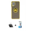 MARSİLYAN™- Galaxy A22 Kılıf Yörünge Çizgi - Siyah 5D Eko Cam Ekran Koruyucu + Kamera Lens Koruma Cam - SF