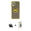 MARSİLYAN™- Galaxy A22 Kılıf Yörünge Çizgi - Siyah 6D Mat Seramik Hayalet Nano Ekran Koruyucu + Kamera Lens Koruma Cam - SF