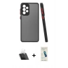 MARSİLYAN™- Galaxy A23 4G Kılıf Ahenk Çizgi Serisi - Şeffaf Pasifik Cam Ekran Koruyucu + Kamera Lens Koruma Cam - SF