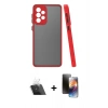 MARSİLYAN™- Galaxy A23 4G Kılıf Ahenk Çizgi Serisi - Siyah 3D Antistatik Mat Seramik Nano Ekran Koruyucu + Kamera Lens Koruma Cam - SF