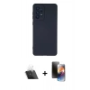 MARSİLYAN™- Galaxy A23 4G Kılıf Ahenk Serisi - Siyah 3D Antistatik Mat Seramik Nano Ekran Koruyucu + Kamera Lens Koruma Cam - SF