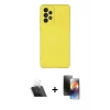 MARSİLYAN™- Galaxy A23 4G Kılıf Ahenk Serisi - Siyah 3D Antistatik Mat Seramik Nano Ekran Koruyucu + Kamera Lens Koruma Cam - SF