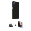 MARSİLYAN™- Galaxy A23 4G Kılıf Atlas Form - Siyah 3D Antistatik Mat Seramik Nano Ekran Koruyucu + Kamera Lens Koruma Cam - SF