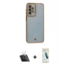 MARSİLYAN™- Galaxy A23 4G Kılıf Çekirdek Klasik Serisi - Şeffaf Pasifik Cam Ekran Koruyucu + Kamera Lens Koruma Cam - SF